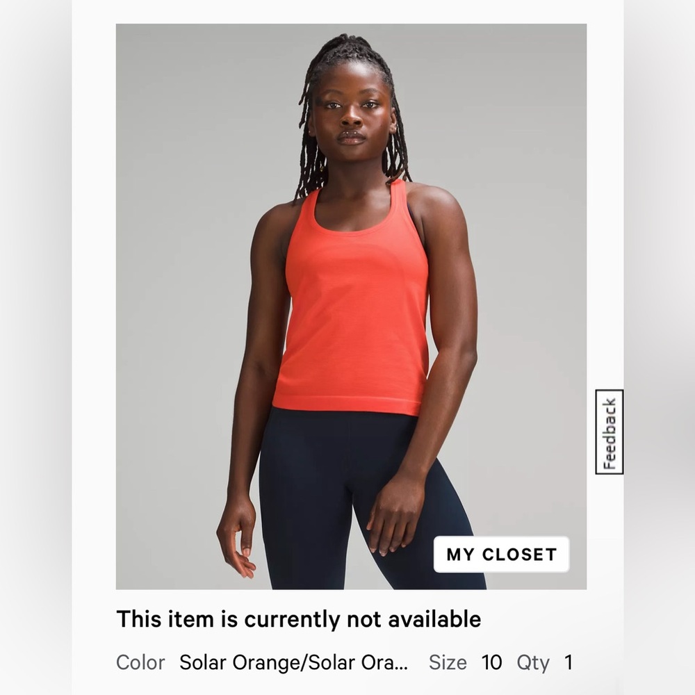 Size 10, Solar Orange, Swiftly Tech Racerback Tank 2.0